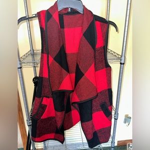 Buffalo Plaid Sleeveless Cardigan
